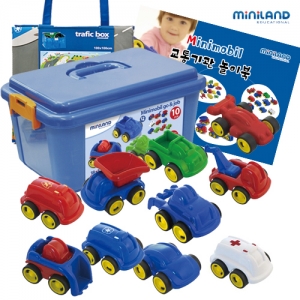 Minimobil Go&Jobs 소프트 자동차 10종 (12cm)+교통놀이매트박스+활용북